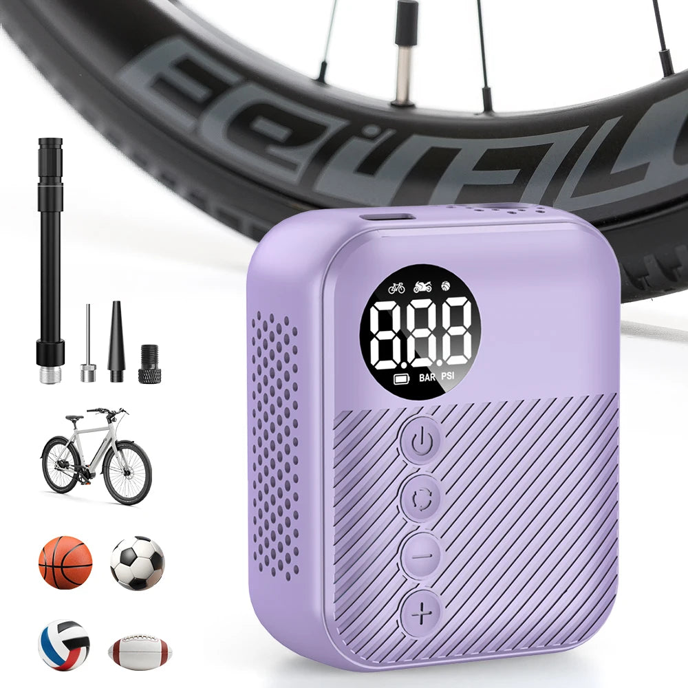 150PSI Wireless Mini Electric Bike Tire Inflator, Portable Air Pump with 480Mah Battery & Digital Pressure Display