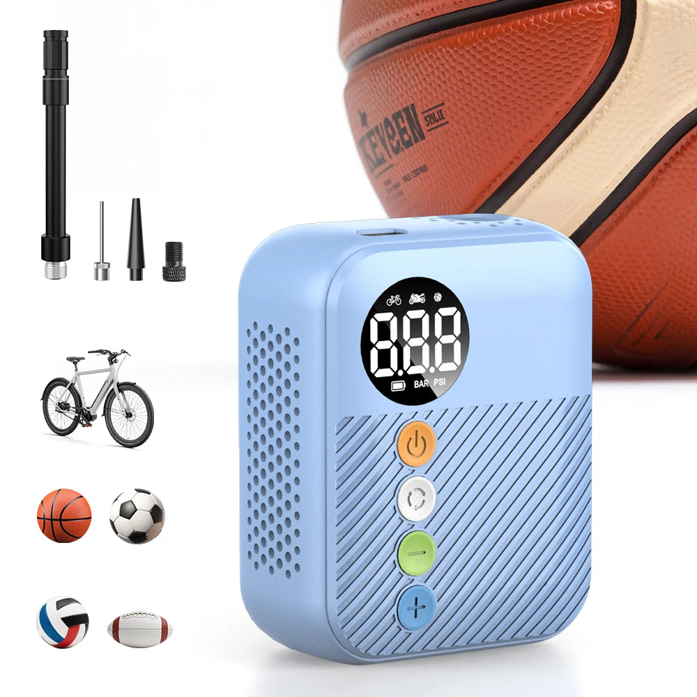 150PSI Wireless Mini Electric Bike Tire Inflator, Portable Air Pump with 480Mah Battery & Digital Pressure Display