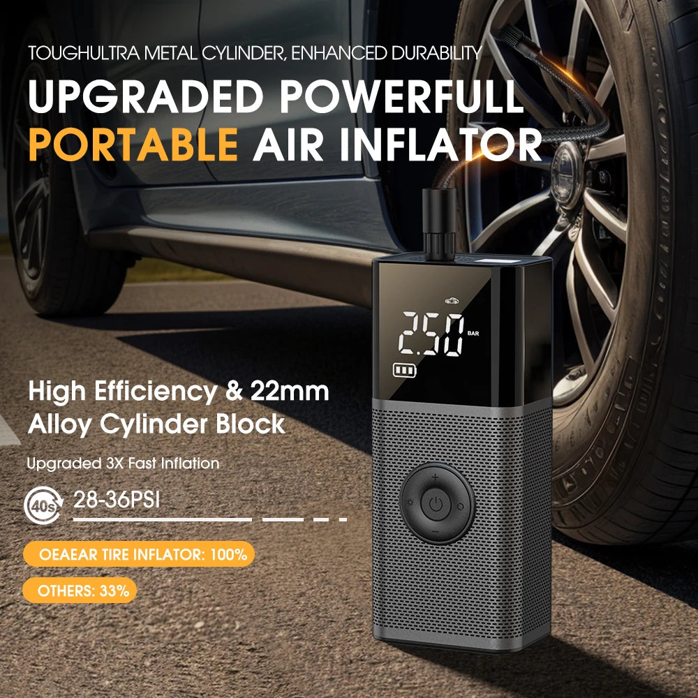 Portable Compressor for Car Wireless Tire Inflator Rechargable Air Pump for Motorcycle Bicycle Ball Electric Air Inflator