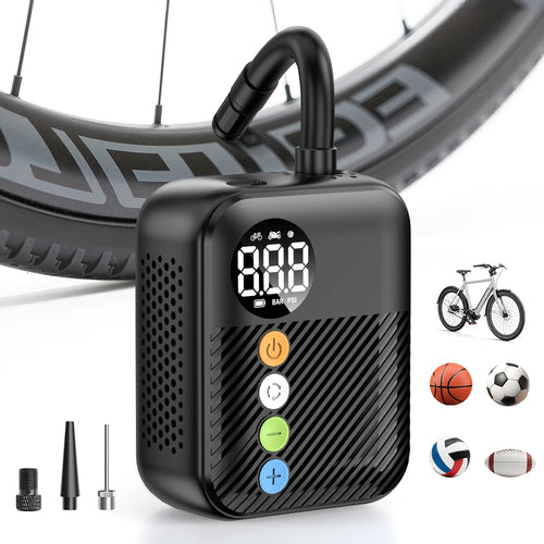 150PSI Wireless Mini Electric Bike Tire Inflator, Portable Air Pump with 480Mah Battery & Digital Pressure Display